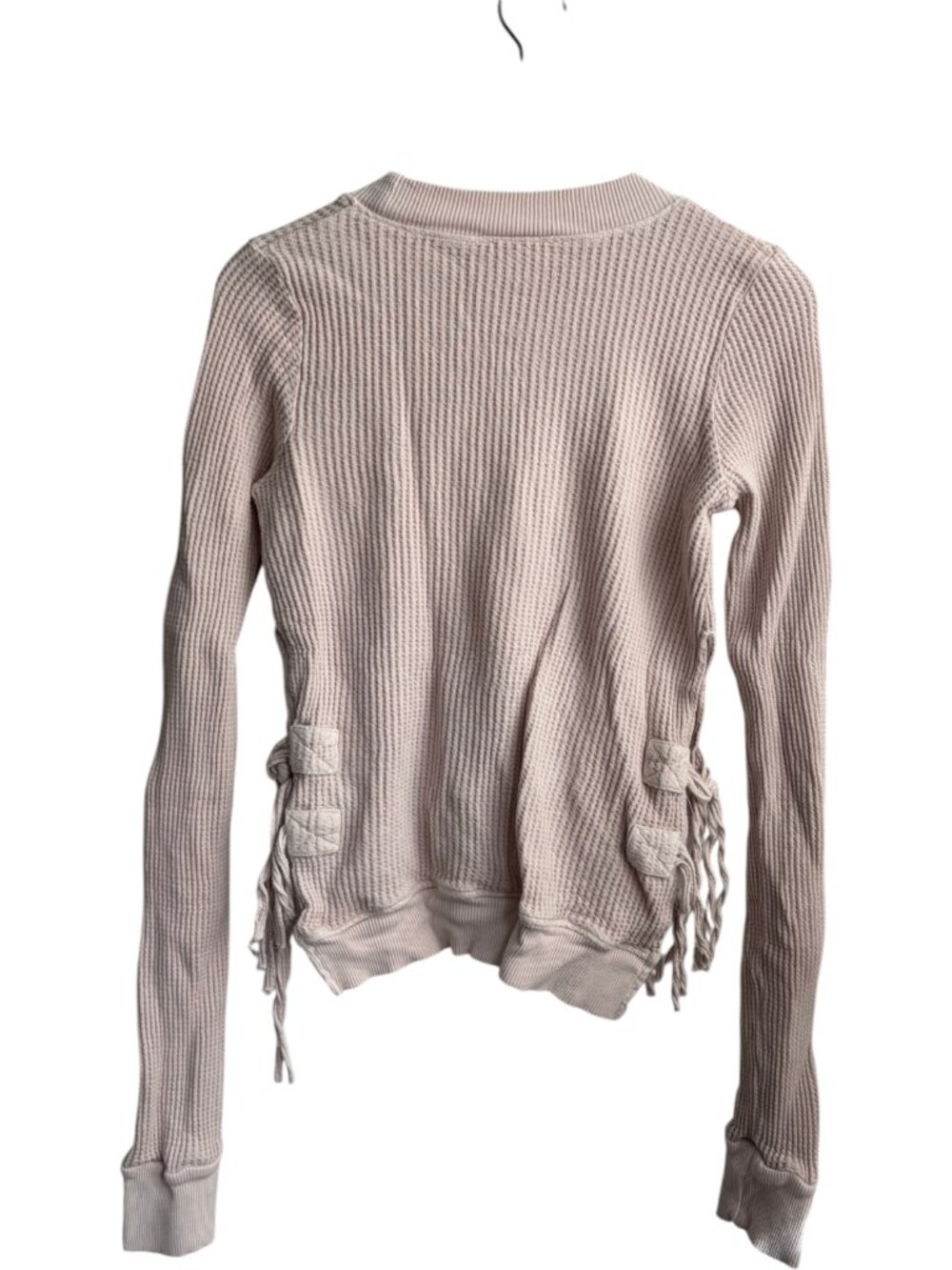 Free People FP One Cropped Interlaken Waffle Knit Thermal Top Cream Small - Picture 5 of 5